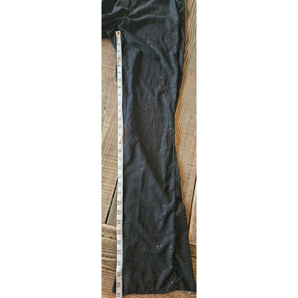 Zara Womens Pants Medium Black Side Zip Sparkly Sheer Straight Leg Trouser Party - Picture 12 of 12